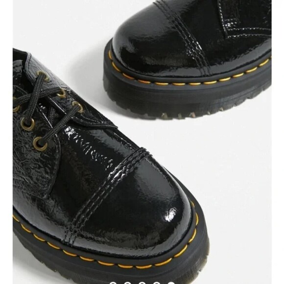 Dr. Martens 1461 Distressed Patent Leather Platform Shoe Black Size 7 - Picture 3 of 9